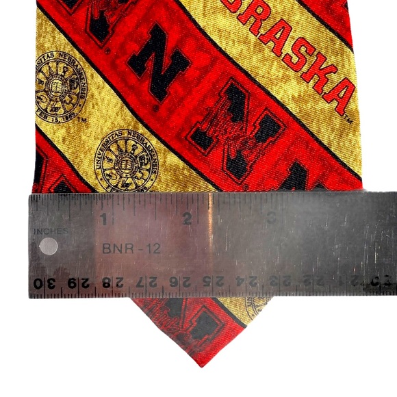 Eagle Neckwear Nebraska University Tie Gold & Red 28” Pure Silk - Picture 7 of 13